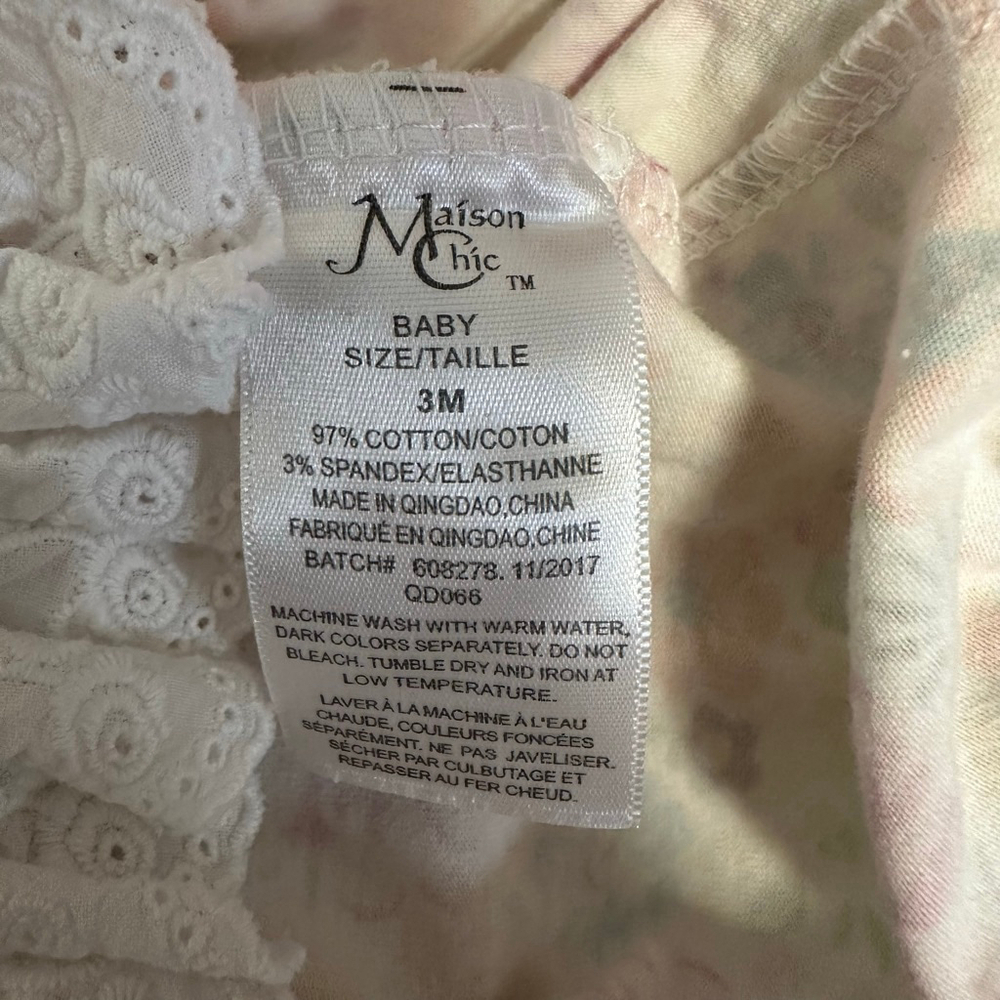 Baby Girl Maison Chic White Multi-color Floral Nightgown 3 Months Ruffles - Picture 11 of 11